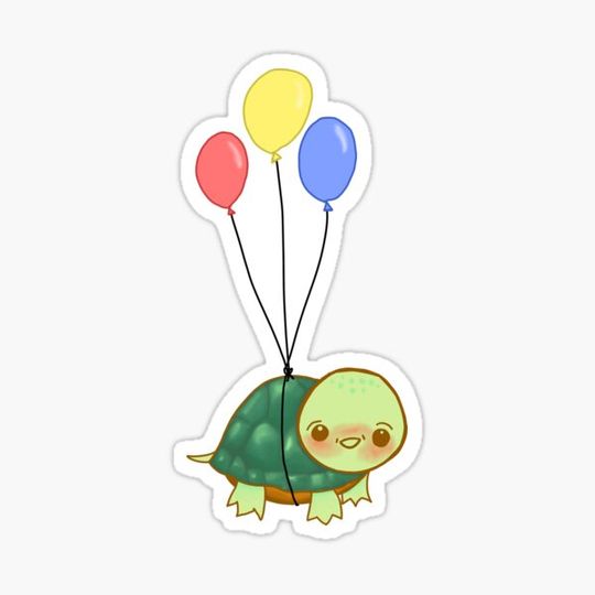 Discover Turtle flying on balloons