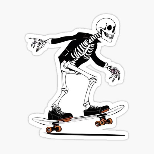 Discover Preppy Skeleton Skate T-Shirt Sticker