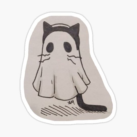 Discover Ghost Cat Shaped Sticker