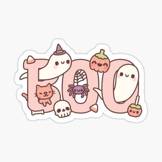 Discover Boo Cute Ghosts Spider Pumpkin And Cat Halloween Greeting