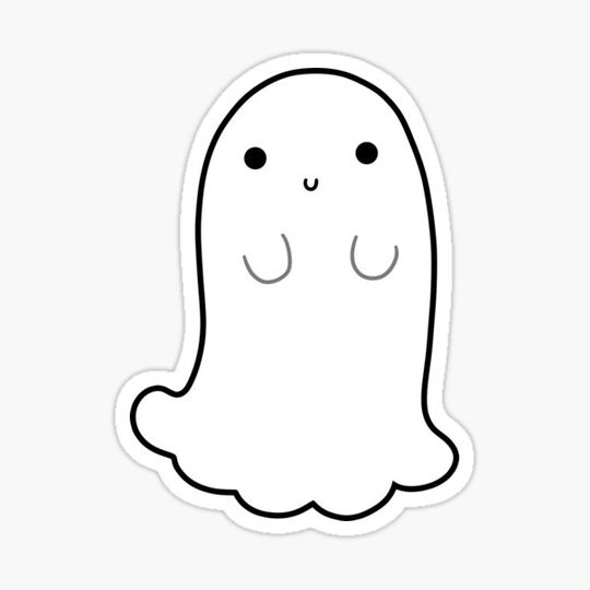 Discover Cute Ghost with Black Outline