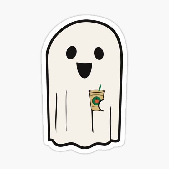 Discover Cute Cartoon Ghost Pumpkin Latte