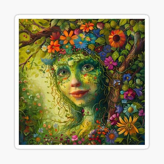 Discover Enchanted Forest Nymph with Radiant Blossoms and Whimsical Greenery