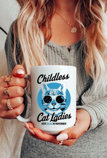 Discover Childless Cat Lady Kamala Harris Mug, Election 2024
