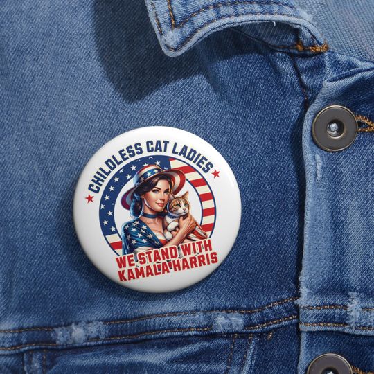 Discover Childless Cat Ladies Button, President Kamala Harris, Kamala Harris Pin