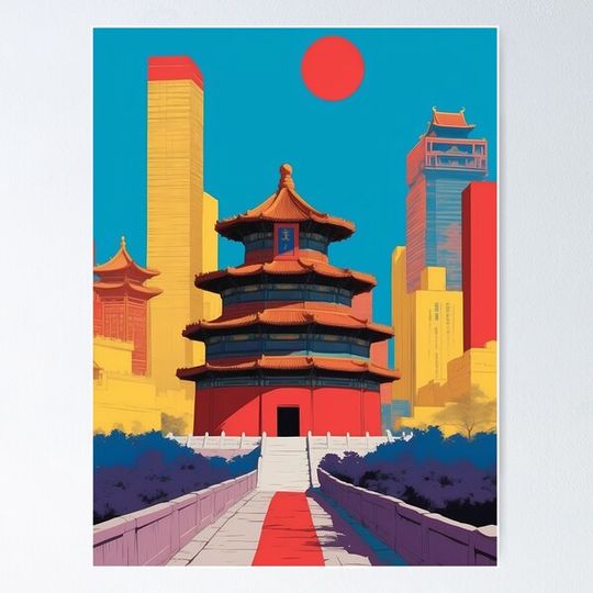 Discover Beijing, China, design in pop art style