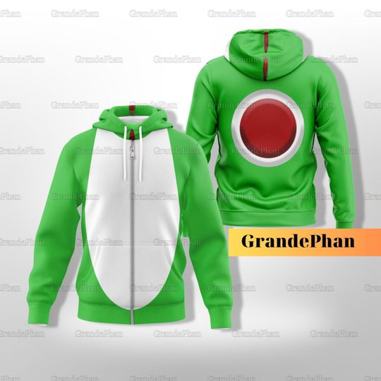 Discover Halloween Super Mario Yoshi Costume 3D Zip Hoodie