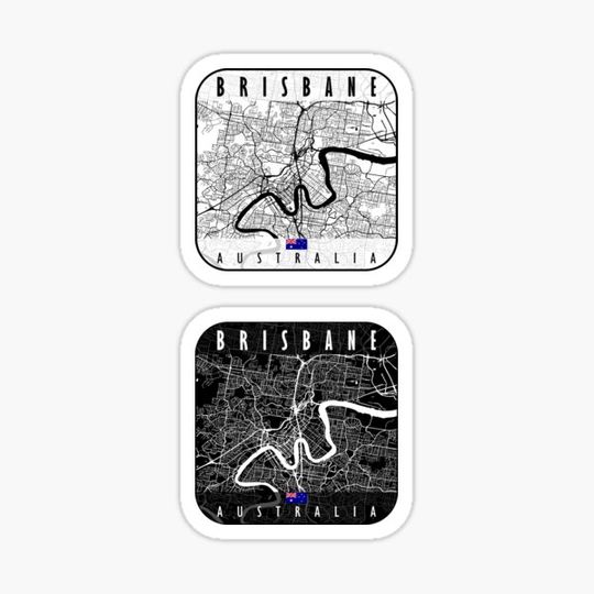 Discover Brisbane Map Australia Sticker Pack
