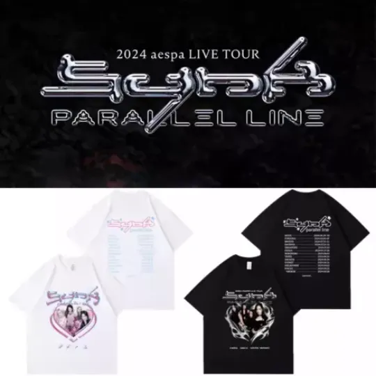 Discover Kpop 2024 aespa LIVE TOUR T-SHIRT PARALLEL LINE Tshirt Unisex Cotton TEE