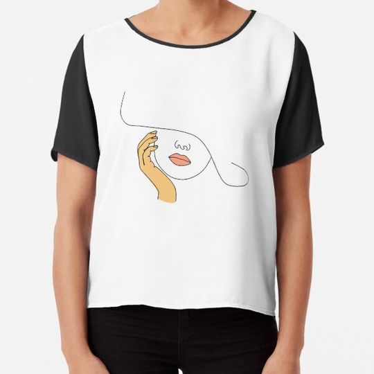 Discover Portrait of a woman in a hat. Line illustration