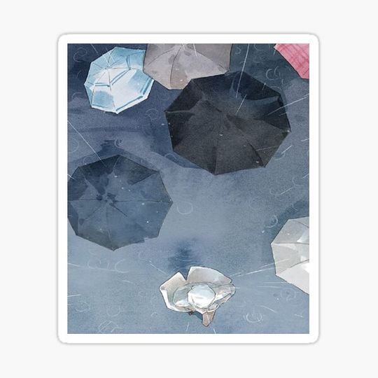 Discover Rainy Street Umbrella Scene