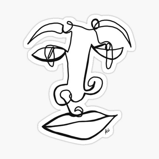 Discover Drawing face portrait One line black abstract