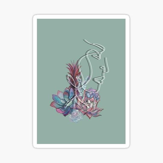 Discover Blooming Woman (Teal) - Line Art