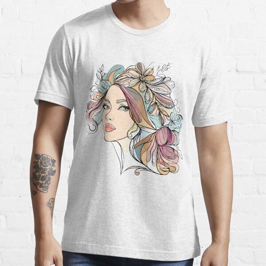 Discover Beautiful Floral woman face line art