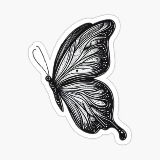 Discover black aesthetic line art butterfly