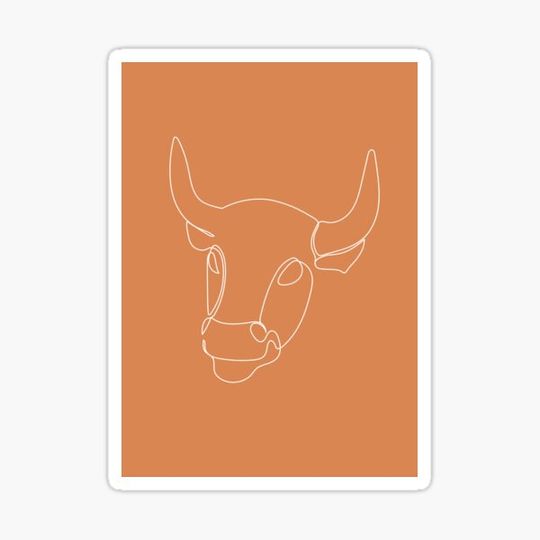 Discover Line art bull head cow brown