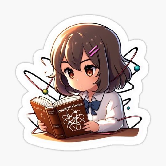 Discover Manga girl studying a book on quantum physics
