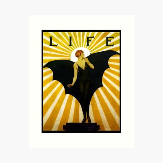 Discover Flapper Bat Girl - Life Magazine by Coles Phillips 1927-Magazine Advertising- Flapper Bat Girl