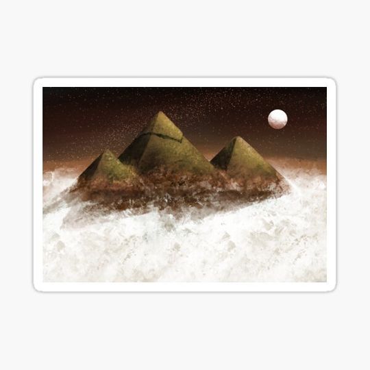 Discover Orange Foggy Pyramid Dreamscape with Starry Night (70s Rock)