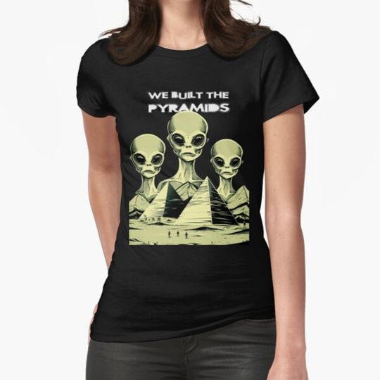 Discover Alien Pyramids: We Built the Pyramids on a dark (Knocked Out) background