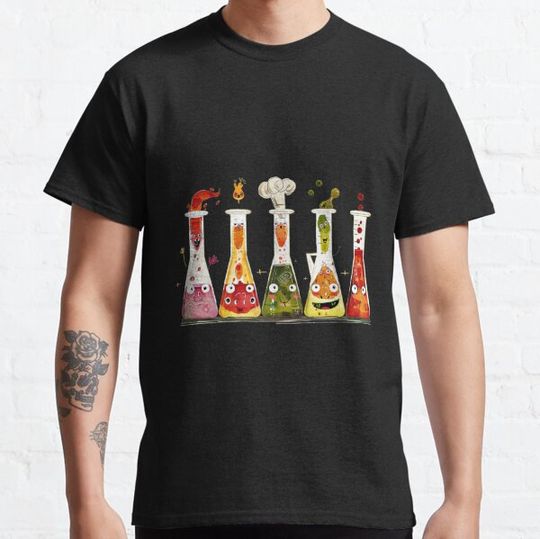 Discover Whimsical Potion Bottles – Fun and Colorful Cartoon Chemistry T-Shirt