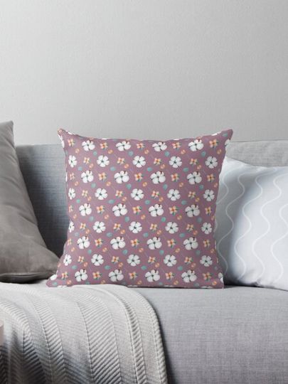Discover watercolor flowers and cotton on durty pink background