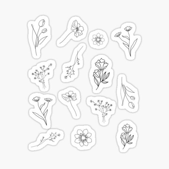 Discover Line Art Flowers Black and White
