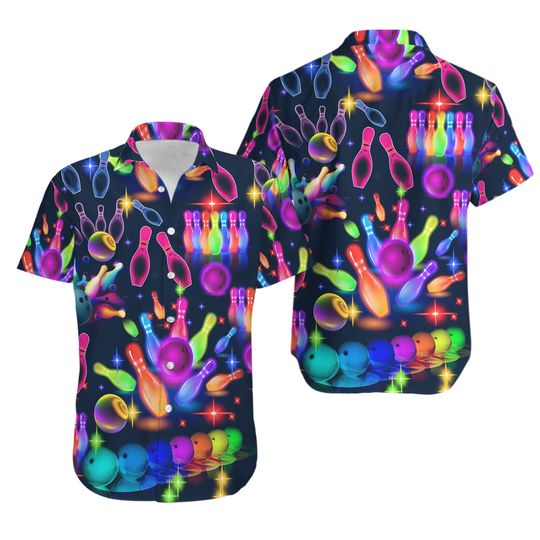 Discover Bowling Neon Style Hawaiian Shirt Hawaii Shirt Gift Men Women Summer Beach