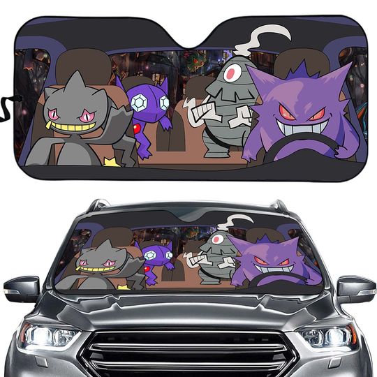 Discover Gengar Dusclops Banette Gastly Sableye Car Sun Shade Windshield Accessories