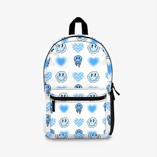 Discover pastel blue smiley faces & hearts pack   Backpack