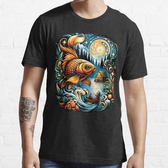 Discover Slavic Art - Goldfish Tale - Gold, Yellow, Blue, Black