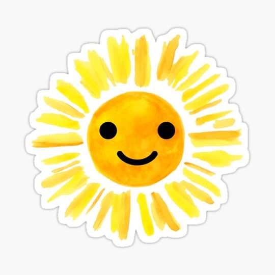 Discover brushed watercolor painted sun