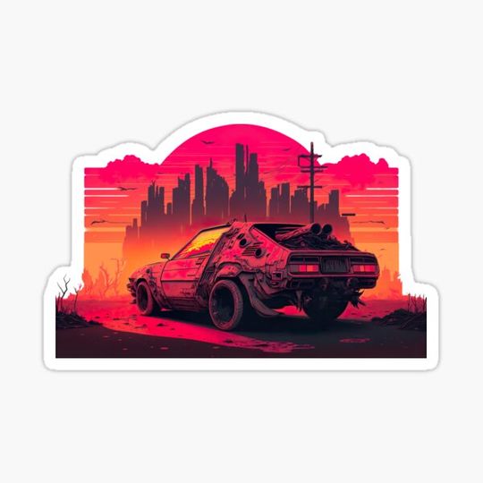 Discover Post-Apocalyptic Car Parked In Front Of A Dystopian City