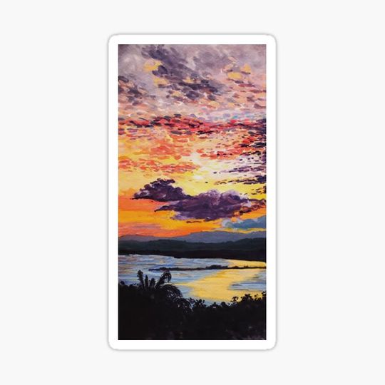 Discover Colorful Sunset Silhouette Gouache Painting