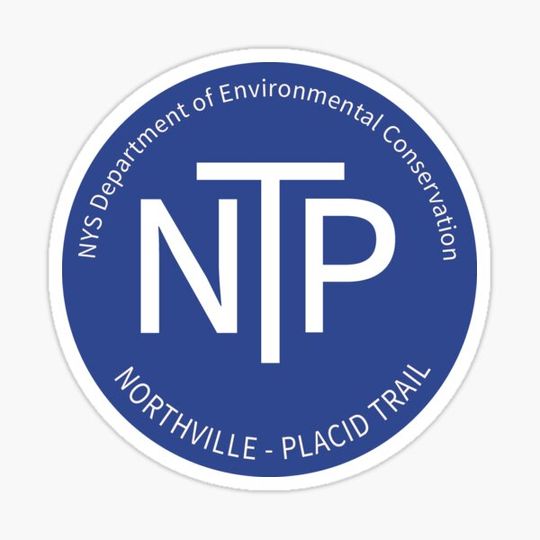 Discover NYS Northville Placid Trail Marker Sticker ADK Mountains Blue