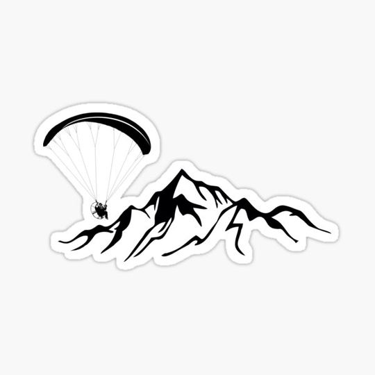 Discover Paramotor flying over mountains (black)