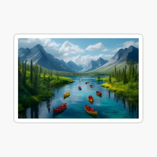 Discover Breathtaking landscape of mountain lake with boats