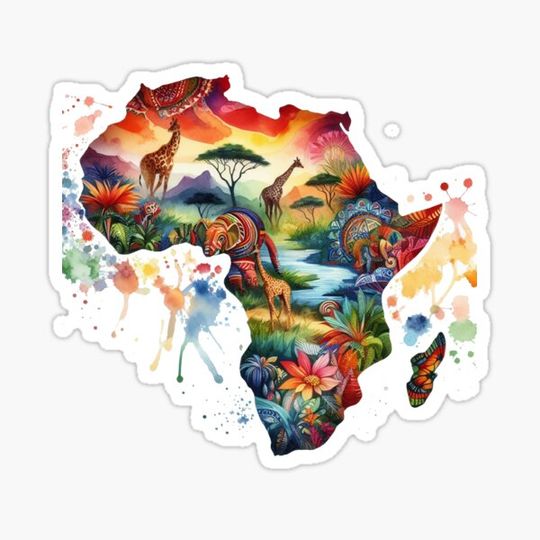 Discover Africa Continent Watercolor Map Photographic Print