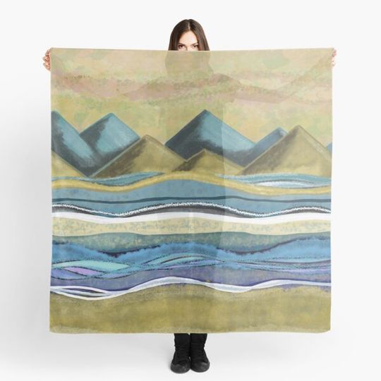 Discover Abstract mountain range- blue yellow gold pattern