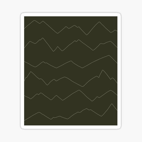 Discover Mountain Skyline Minimal Pattern x Dark Forest Green