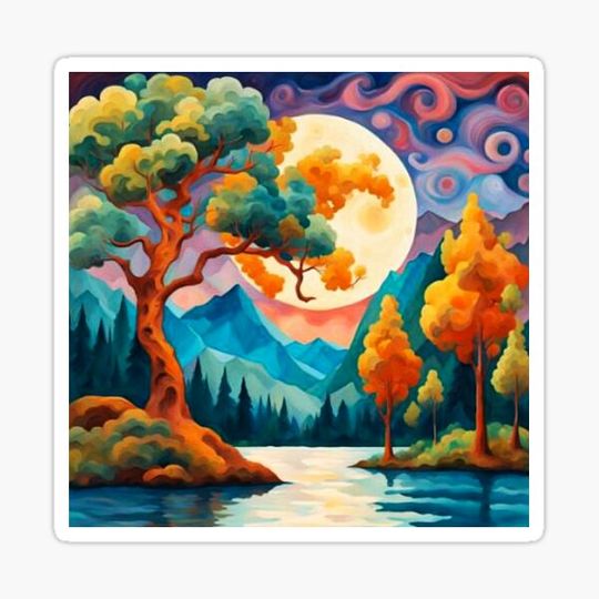 Discover Super moon over mountain landscape