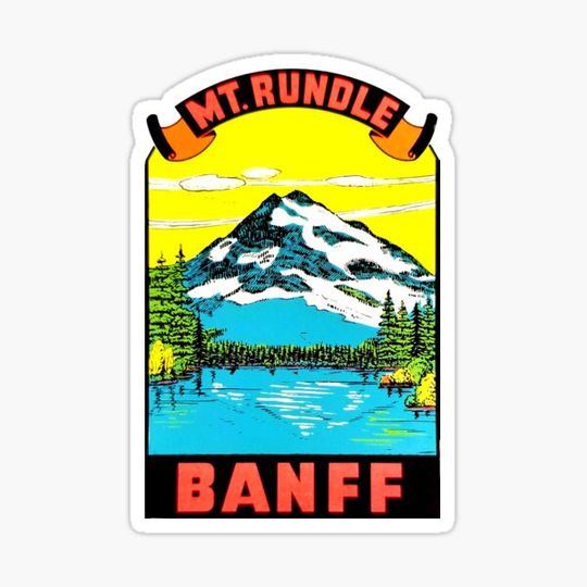 Discover Mt Rundle Banff Alberta Vintage Travel Decal