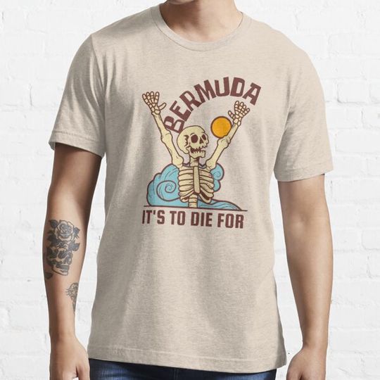 Discover Skeleton Bermuda It's to Die For, Brown Text, Beach / Surf / Party