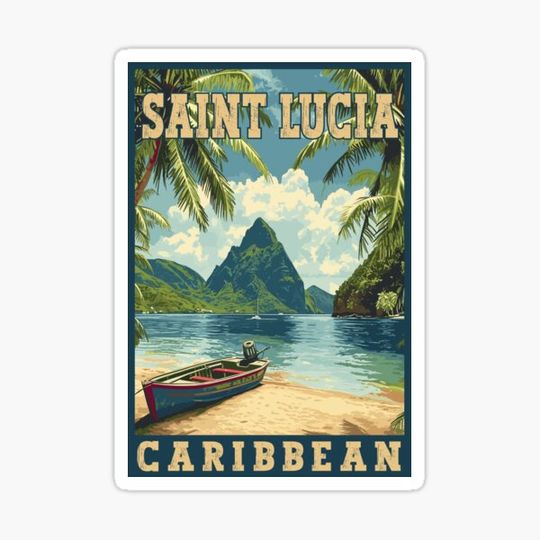 Discover Visit Saint Lucia Caribbean Tropical Paradise Travel Art