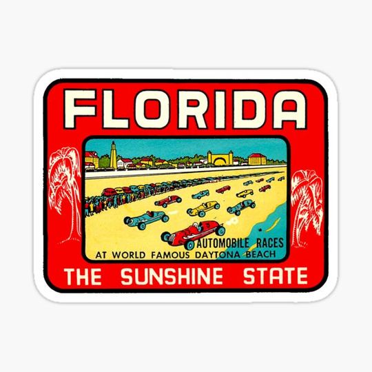 Discover Daytona Beach Florida Vintage Travel Decal