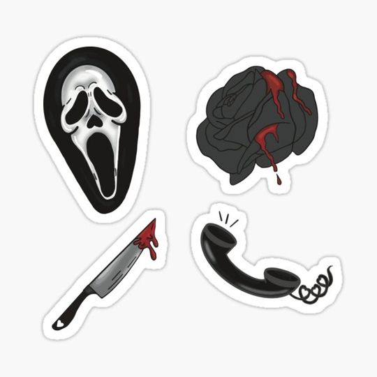 Discover Ghostface sticker pack in black