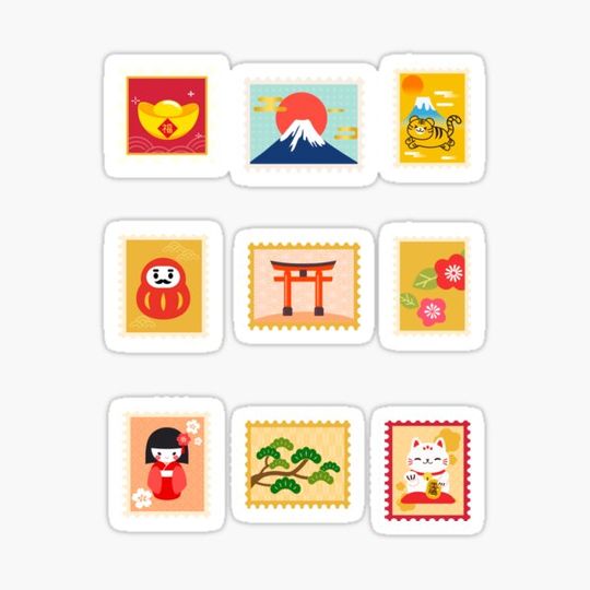 Discover Japanese Stamps Sticker Sheet