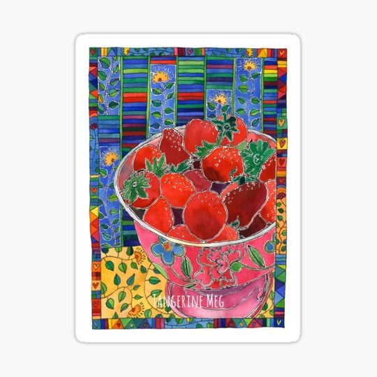 Discover Pink Bowl and Red Strawberries