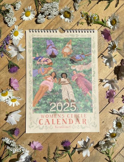 Discover 2025 CALENDAR womens circles, hanging wall calendar, yearly planner, nature healing holistic woman art decor