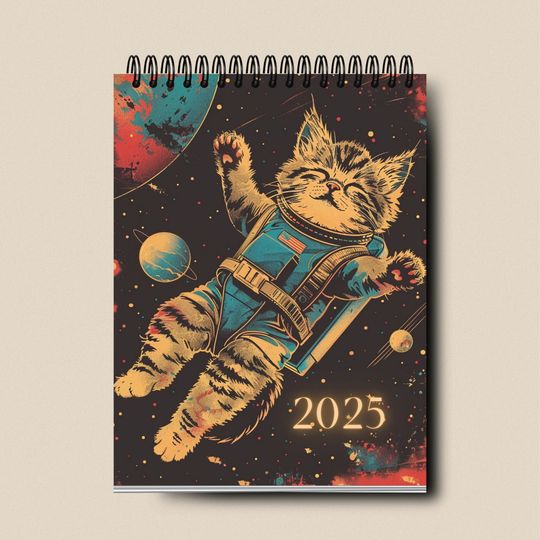 Discover 2025 Space Cat Monthly Planner